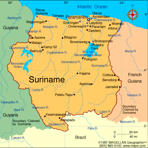 surinam map